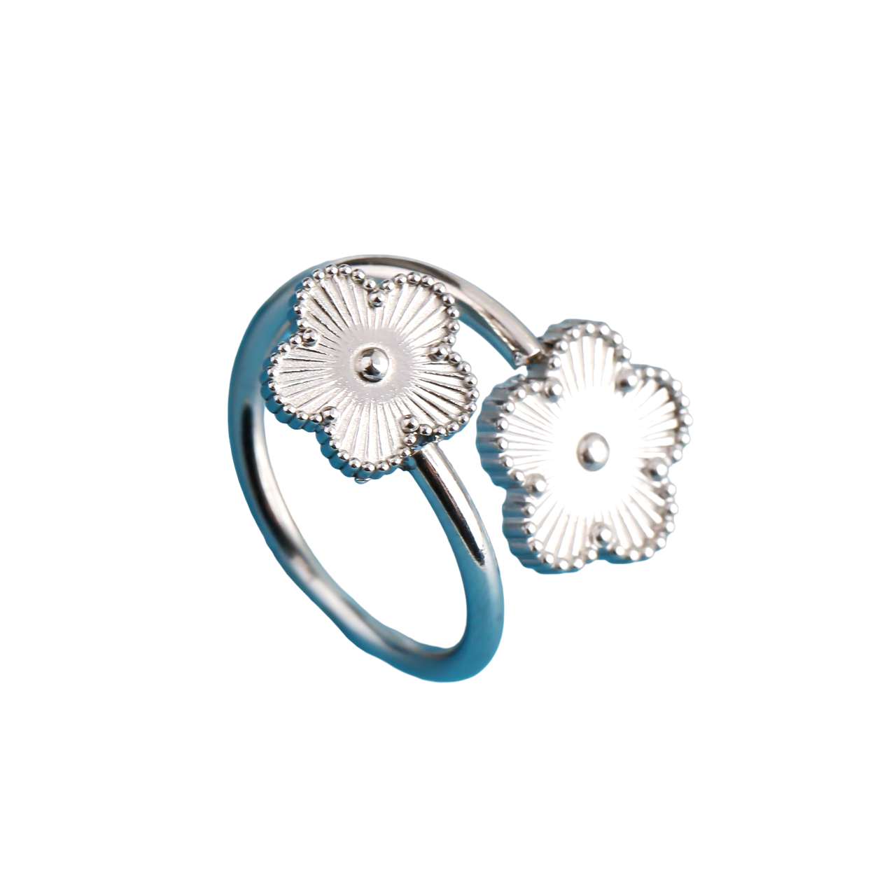 Bague double fleur argent