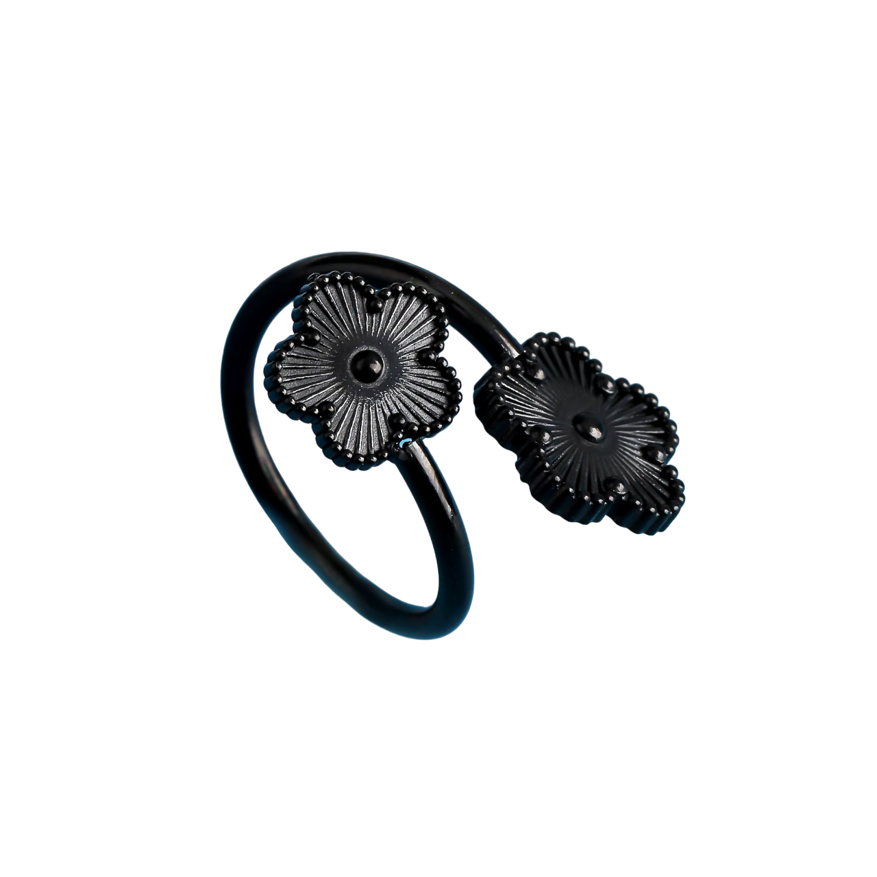 Bague double fleur noir