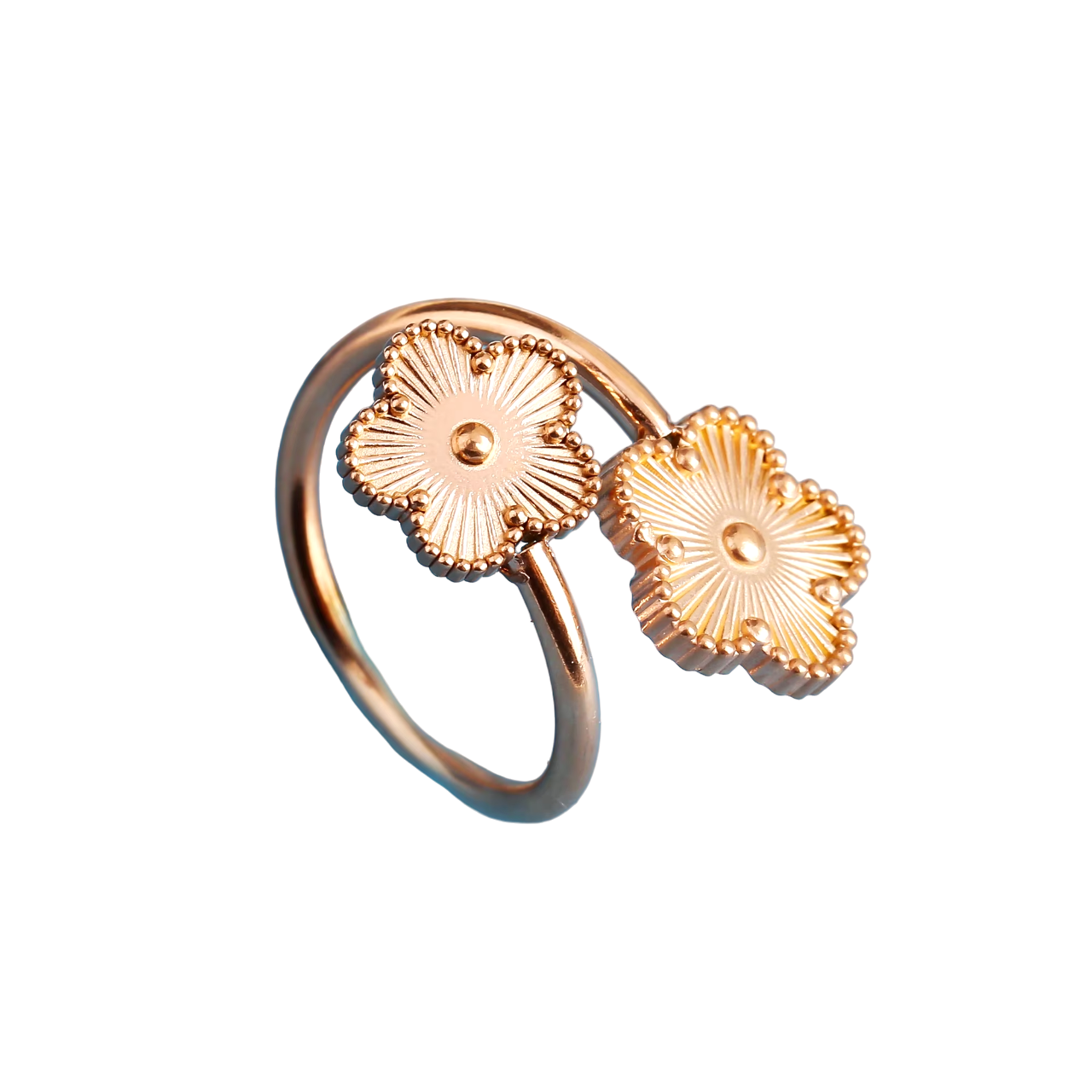 Bague double fleur or rose