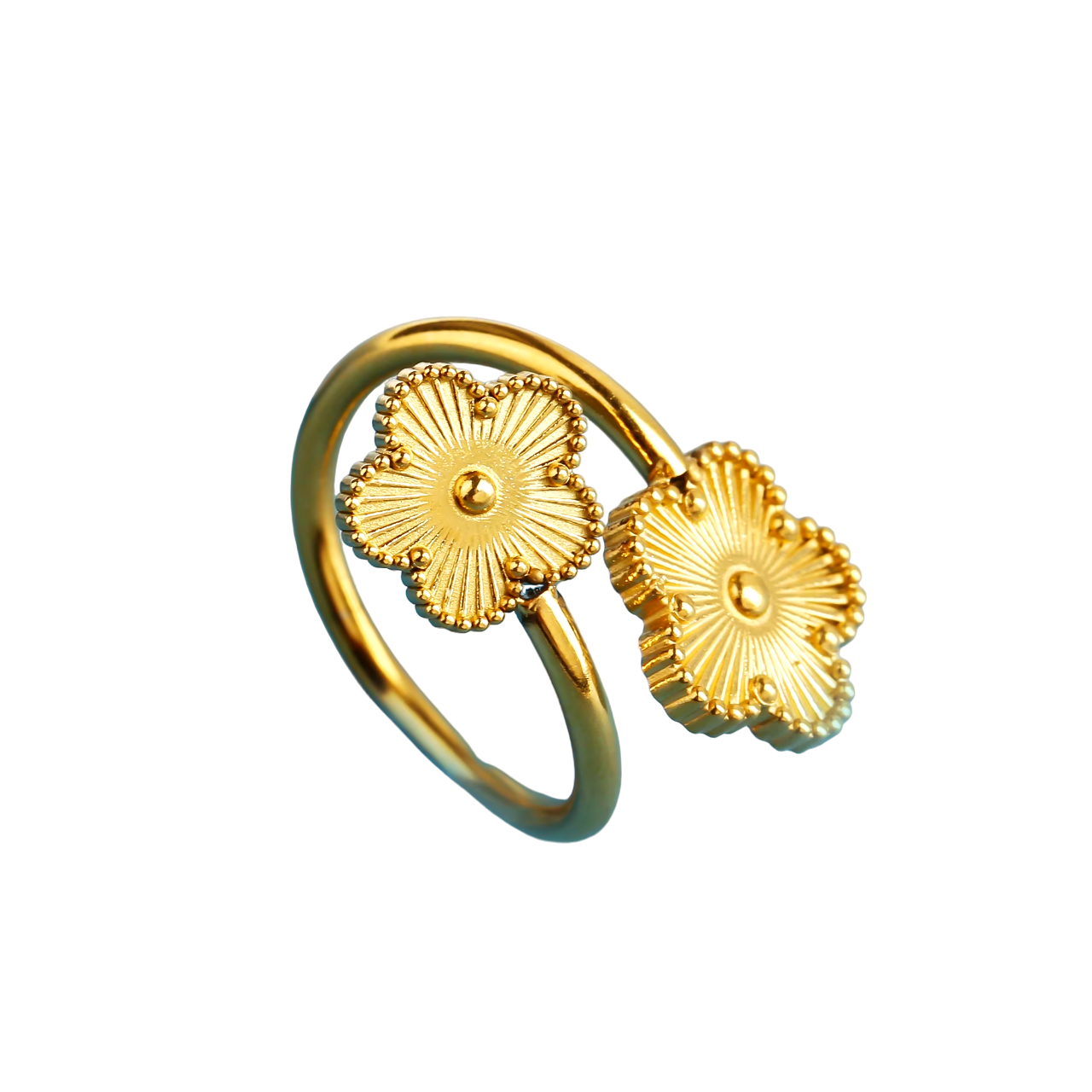 Bague double fleur or
