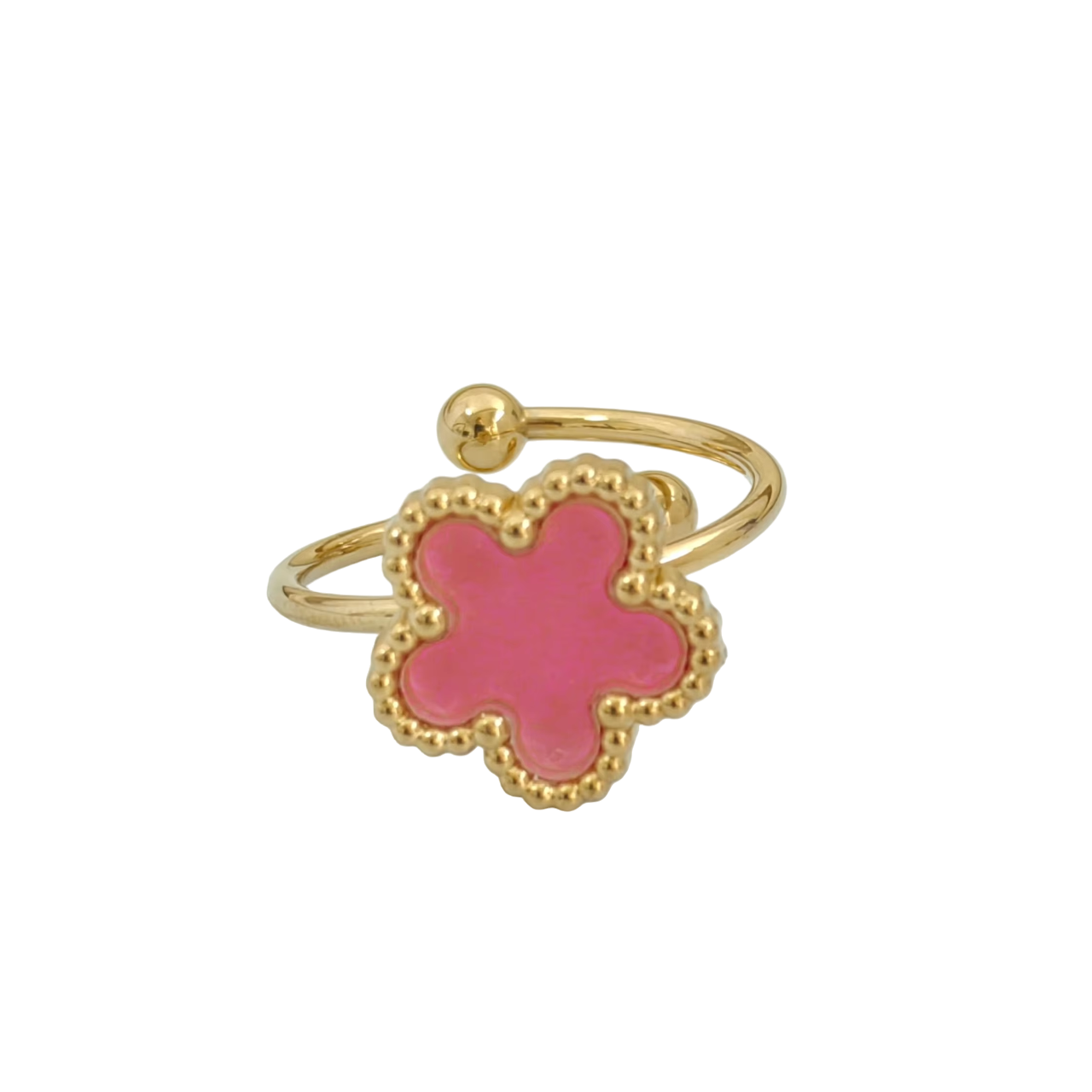 Bague fleur ajustable rose et or