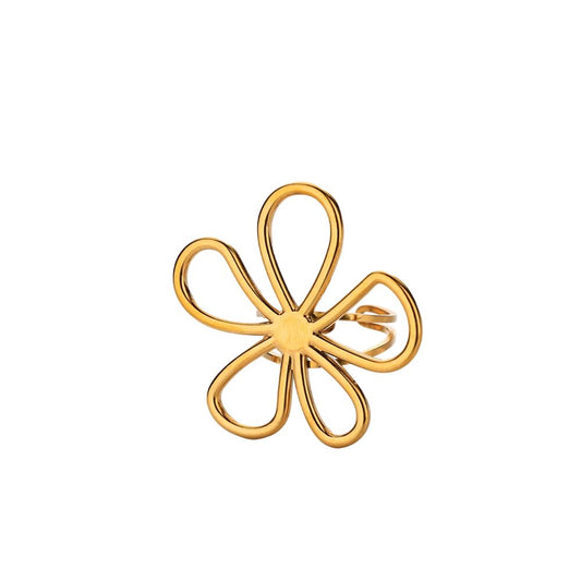 Bague fleur dorée ajustable fantaisie