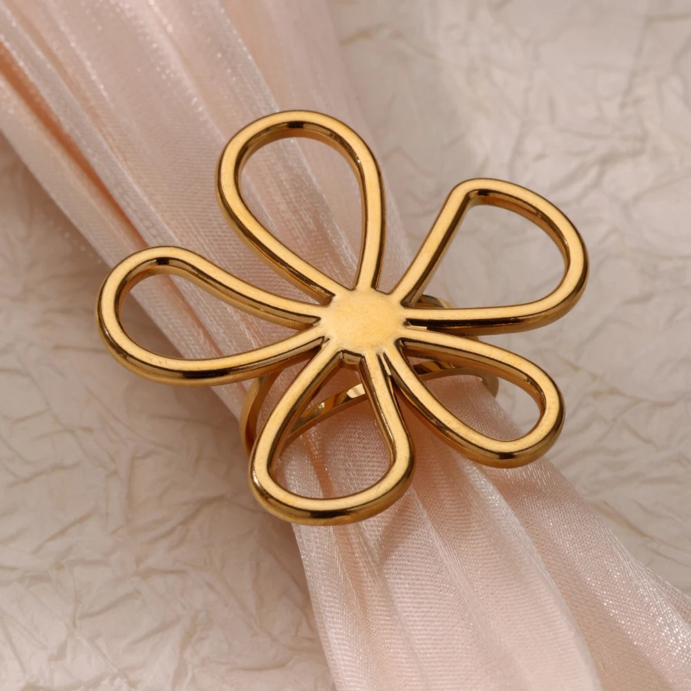 Bague fleur dorée ajustable fantaisie