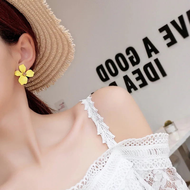 Boucles d'oreilles fleurs jaunes réalistes