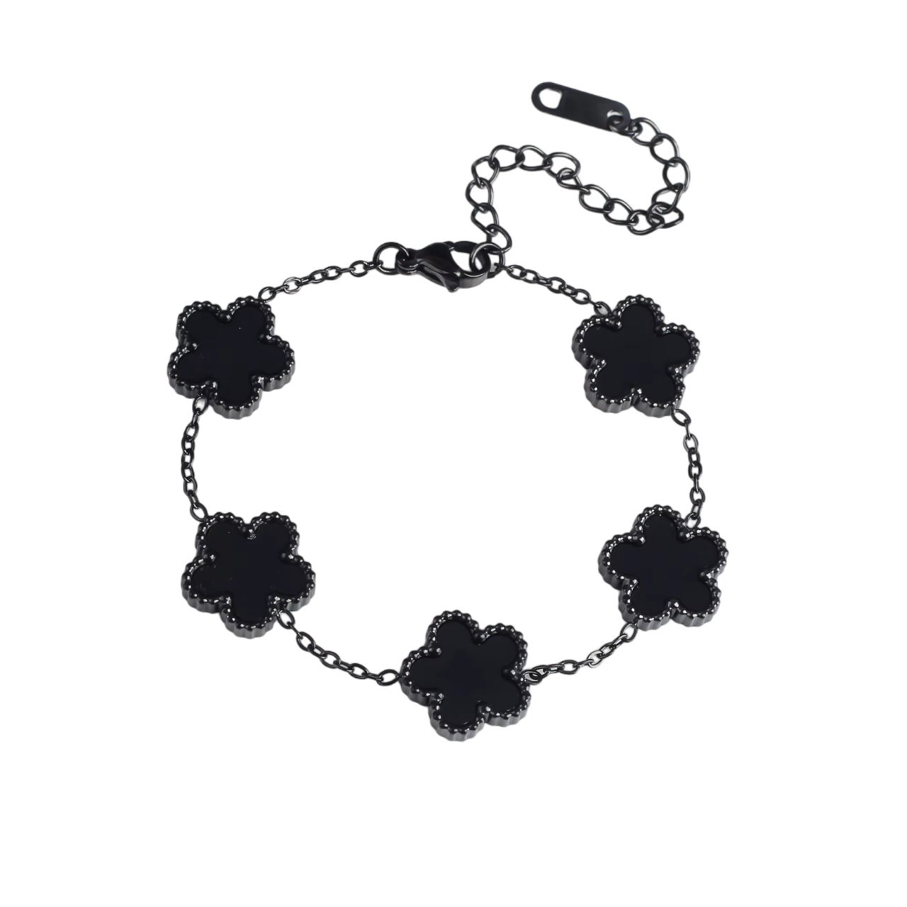 Bracelet fleurs noir laqué