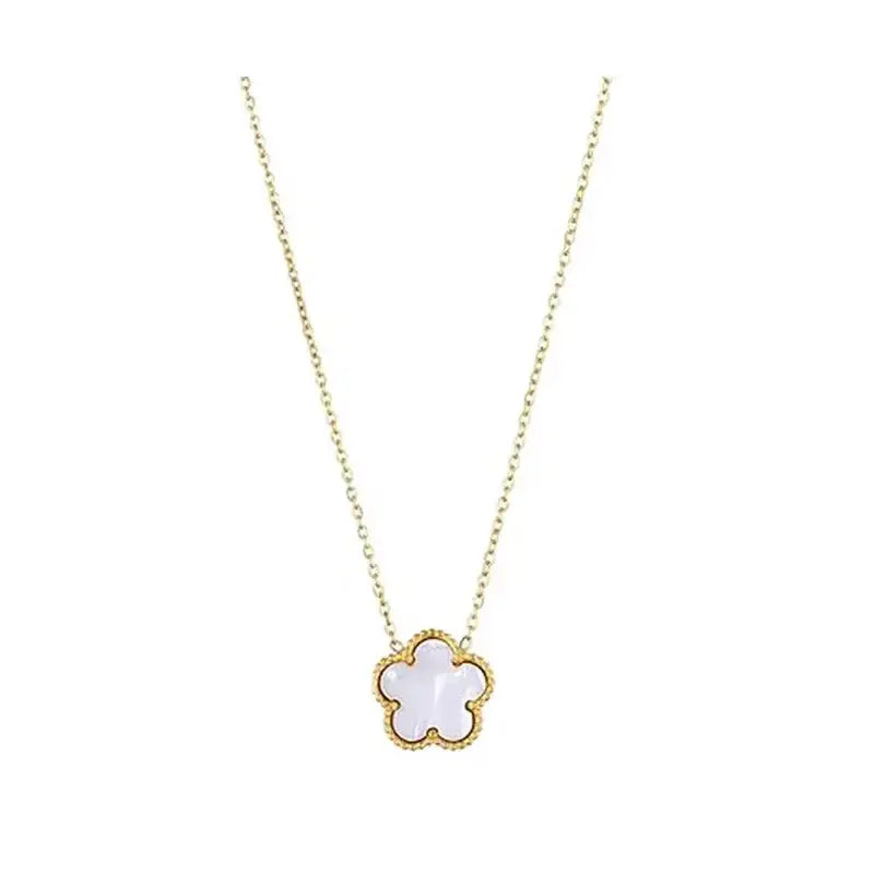 Collier fleur nacré blanc et or