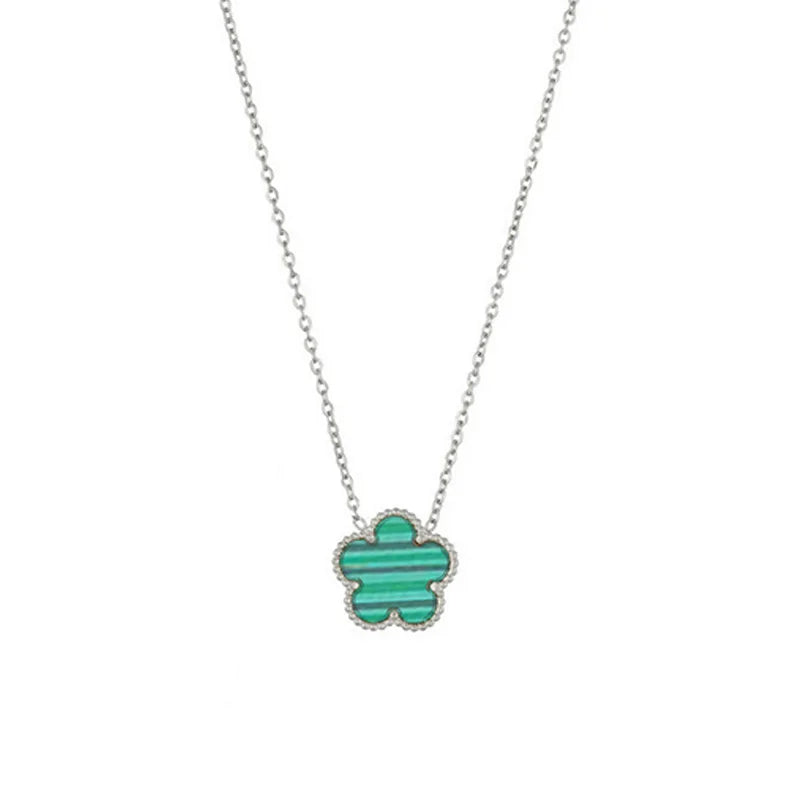 Collier fleur vert et argent