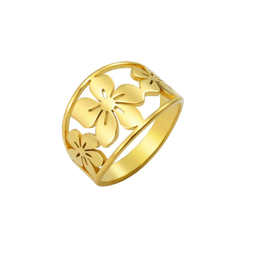 Bague à fleurs multiples dorées