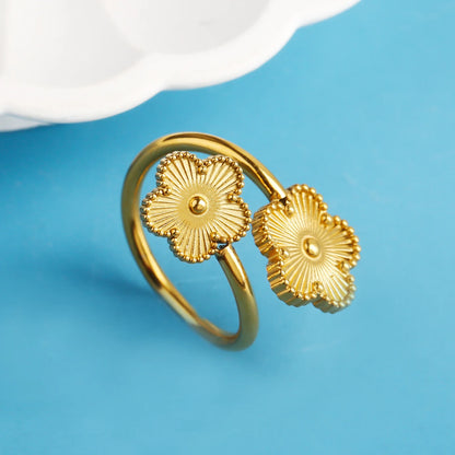 Bague double fleur or