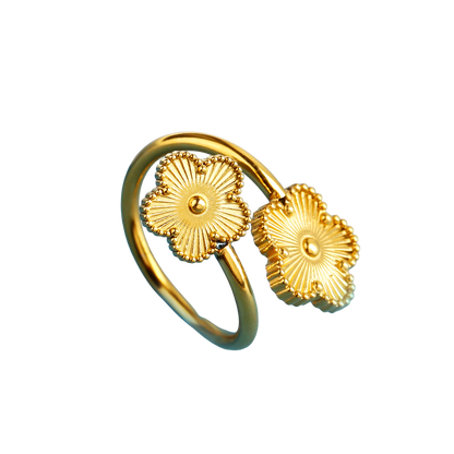 Bague double fleur or
