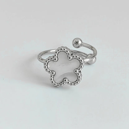 Bague fleur ajustable argent