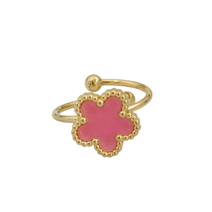Bague fleur ajustable rose et or