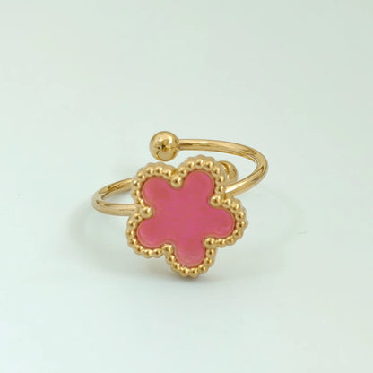 Bague fleur ajustable rose et or