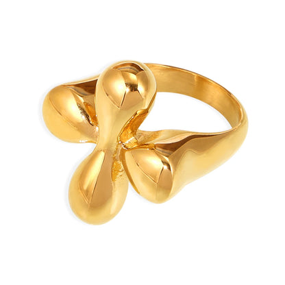 Bague fleur dorée arrondie