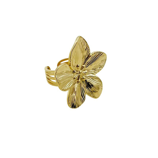 Bague fleur dorée ouverte