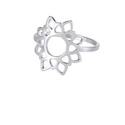 Bague fleur lotus argentée