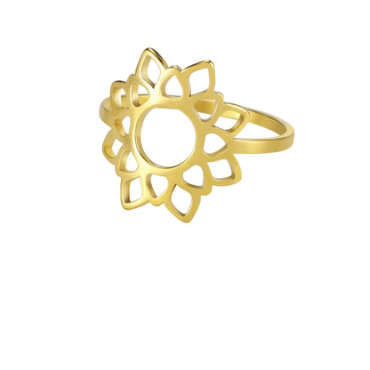 Bague fleur lotus dorée
