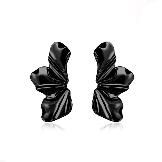 Boucles d'oreilles fleurs moitiés noires