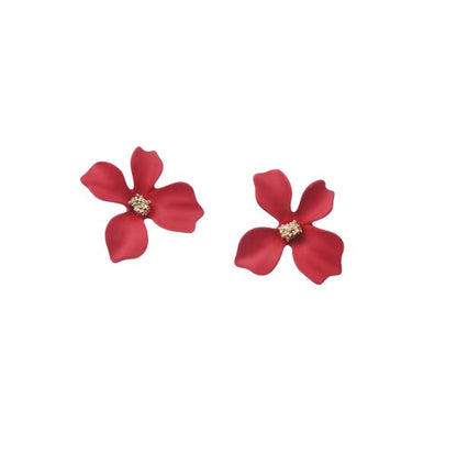 Boucles d'oreilles fleurs rouges réalistes