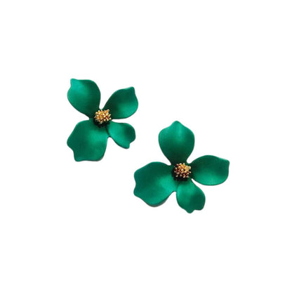 Boucles d'oreilles fleurs vertes réalistes