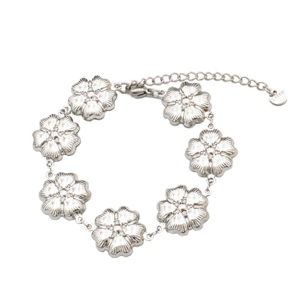 Bracelet argenté à fleurs multiples pleines