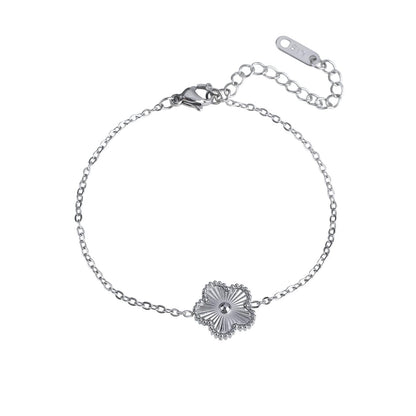 Bracelet argenté avec fleur unique