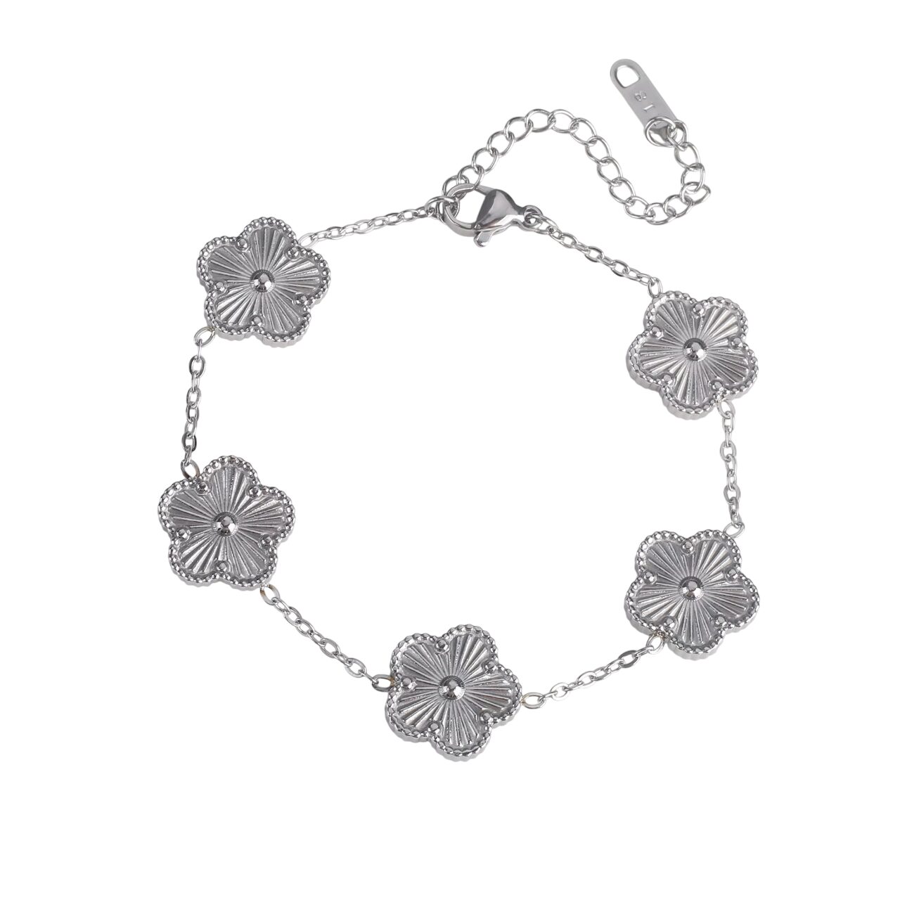 Bracelet argenté avec fleurs multiples