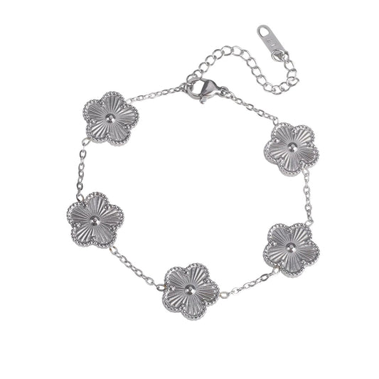 Bracelet argenté avec fleurs multiples