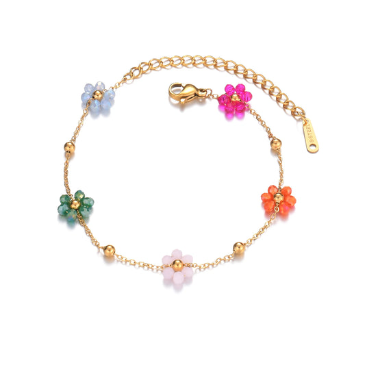 Bracelet avec fleurs multiples multicolores