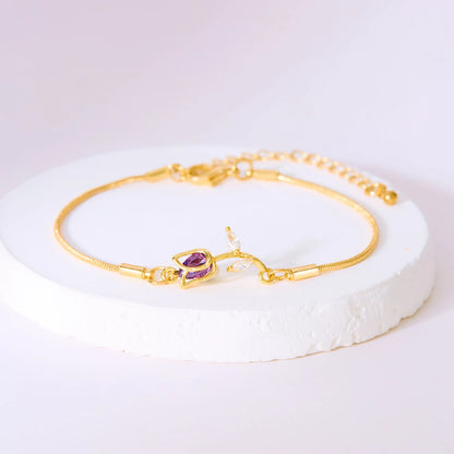 Bracelet avec pendentif tulipe doré et violet