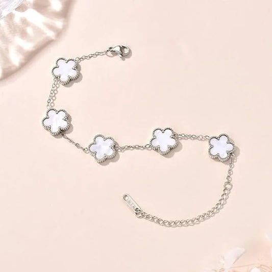 Bracelet fleurs blanc et argent