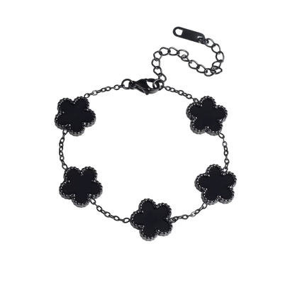 Bracelet fleurs noir laqué