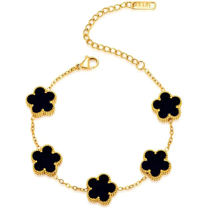 Bracelet fleurs noir or