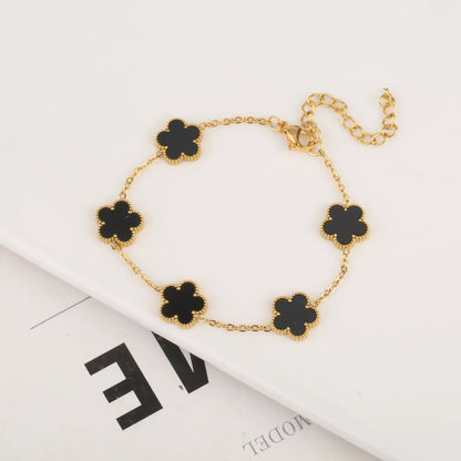 Bracelet fleurs noir or
