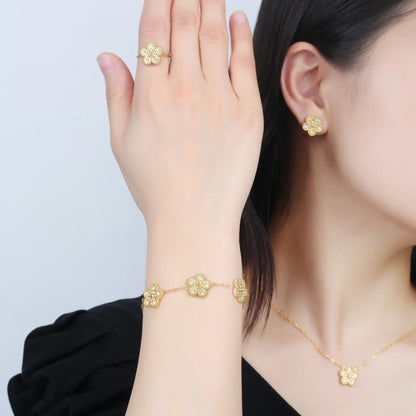 Bracelet fleurs or brillant avec cristaux