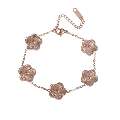 Bracelet fleurs or rose