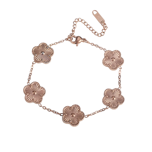 Bracelet fleurs or rose