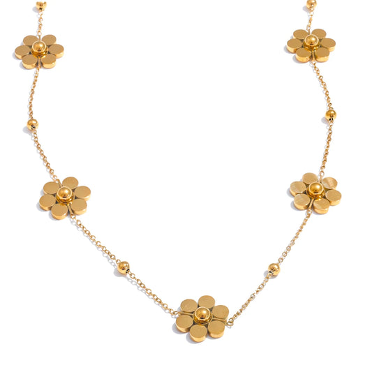 Collier avec fleurs multiples doré