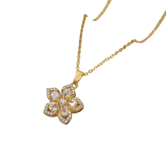 Collier fleur doré et blanc