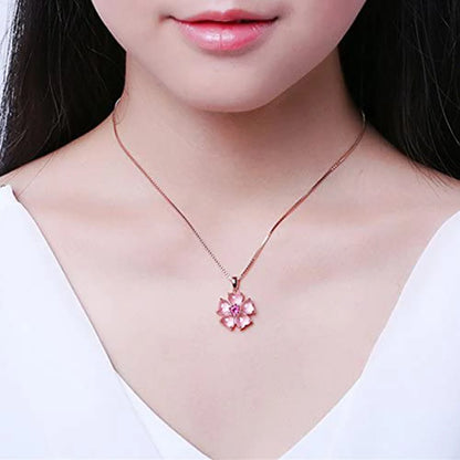Collier fleur résine rose et doré
