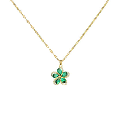 Collier fleur vert et doré