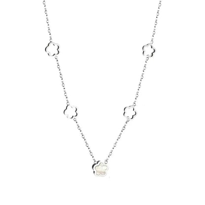 Collier fleurs acier inoxydable argent multiple