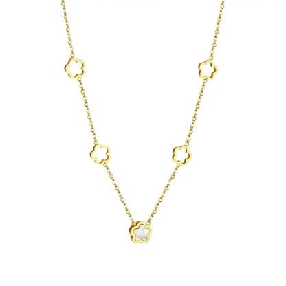 Collier fleurs acier inoxydable or multiple